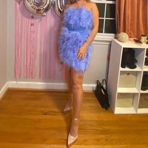 Fashion nova blue feather dress